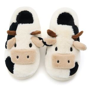 Fuzzy Women’s Indoor/Outdoor Plush Cow Wrap Heel Slippers/House Shoes | NEW!🐮